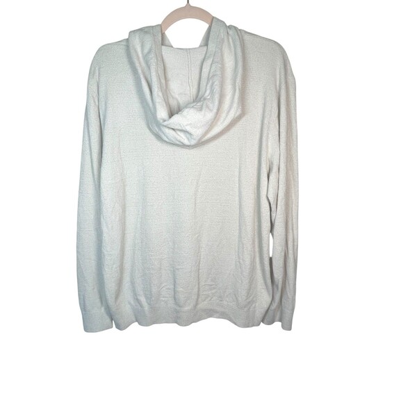 Barefoot Dreams Cozychic Lite Half Button Women's XL Ivory Hoodie Kangaroo - Picture 2 of 12